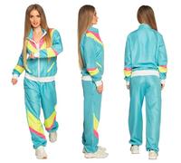 Boland - Tuta da ginnastica anni '80, blu neon