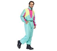 Boland - Tuta da sci retrò, si illumina alla luce nera, costume anni '80 per uomo, outfit per feste après-ski, costume per carnevale