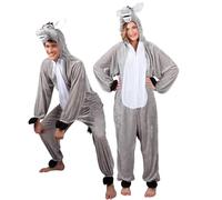 Boland - Costume da asino adulto, tuta in peluche con cappuccio, stampa animalier, cerniera frontale, fattoria, contadino, carnevale, festa a tema