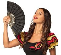 Boland - Ventaglio di tessuto Granada, lungo circa 25 cm, anni '20, Il grande Gatsby, spagnolo, barocco, costume, accessorio, festa a tema, carnevale