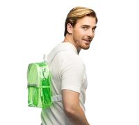Boland - Zaino trasparente neon con spallacci regolabili, 2 scomparti con cerniera, borsa per festival, costumi e feste a tema