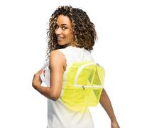 Boland - Zaino trasparente neon con spallacci regolabili, 2 scomparti con cerniera, borsa per festival, costumi e feste a tema