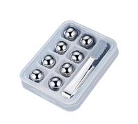 Bolas de Hielo de Whisky Reutilizables - Juego de 8 Bolas de Hielo de Acero Inoxidable con Pinzas | Perfecto para enfriar leche, vino, cerveza, café y otras bebidas | Accesorio para bebidas para bares