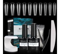 BOLASEN Punte per Unghie e Kit Gel Per Colla, 5in1 Gel Colla per Unghie e Top Coat, 500 Pezzi Unghie Finte di Ballerina, con Lampada UV Per Unghie, Nail Tips and Glue Gel Kit, Facile DIY
