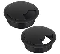 Bolatus 2 passacavo da scrivania, 60 mm, passacavo in plastica, passacavo nero, passacavo per tavolo, ufficio, scrivanie