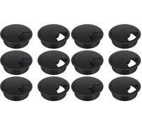 Bolatus 6passacavo da scrivania, 60 mm, in plastica, nero, ufficio (Confezione da 2)