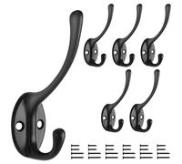 Bolatus - Ganci appendiabiti da parete per cappotti, con 12 viti per bagno, camera da letto, colore: nero opaco