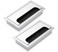 Bolatus - Passacavi per cavi, in alluminio, forma quadrata, 160 x 80 mm, per la gestione di ufficio, computer, cavi di computer, colore argento