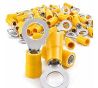 Bolatus - Set di 30 terminali ad anello, 4,0-6,0 mm², diametro foro M6, occhielli in PVC parzialmente isolati, rame rosso stagnato (giallo)