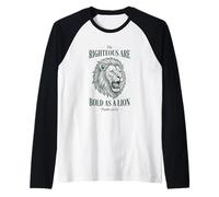 Bold as a Lion Christian Bible Psalm Verse Maglia con Maniche Raglan