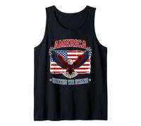 Bold Bald Eagle Art con Bandiera Americana Canotta