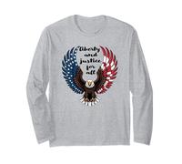 Bold Bald Eagle Art con Bandiera Americana Dettaglio Maglia a Manica
