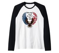 Bold Bald Eagle Art con Bandiera Americana Dettaglio Maglia con Maniche Raglan