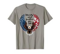 Bold Bald Eagle Art con Bandiera Americana Dettaglio Maglietta