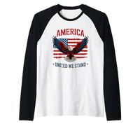 Bold Bald Eagle Art con Bandiera Americana Maglia con Maniche Raglan