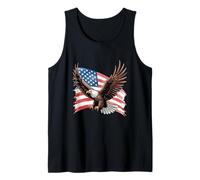 Bold Bald Eagle Art con Bandiera Americana ondeggiando Canotta