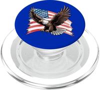 Bold Bald Eagle Art con bandiera americana ondeggiando PopSockets PopGrip per MagSafe