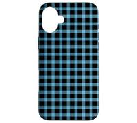 Bold Black & Blue Gingham - Moderno motivo scozzese retrò Custodia per iPhone 16 Plus