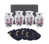 BOLD & DIVINE - Set di 4 mini urne bianche per ceneri umane o animali domestici, con 2 colibrì e 2 cardinali) con scatola di alta qualità e imbuto, ideale per adulti e neonati