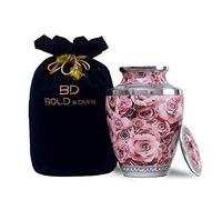 BOLD & DIVINE Urna cremazione rosa dipinta a mano | Urna commemorativa per adulti ceneri umani, sepoltura, funeraria urna cremazione | 200 pollici cubici adulto grande