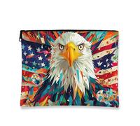 Bold Eagle - Trousse da viaggio artistica colorata per donne, organizer portatile in tela con cerniera, borsa da toilette per avventure estive, Multicolore, 7x9 Inch, Aquila