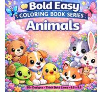 Bold & Easy Animals Vol. 1: Cute and Simple Animal Coloring Book for Adults and Teens | Big Bold Lines | Stress Relief | Easy and Relaxing Designs
