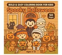 Bold & Easy Coloring Book For Kids - Spooky Halloween