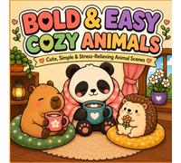 Bold & Easy Cozy Animals Coloring Book for Adults: Cute, Simple & Stress-Relieving Animal Scenes with Thick Lines, Large Coloring Spaces & Cozy Kawaii Designs