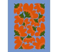 Bold Floral Notebook: Modern Blue and Orange Flower Journal. Minimalist Design Notebook for Writing, Notes and Everyday Use. 200 Lined Pages. Soft Matte Cover