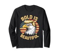 Bold is Beautiful 4 luglio USA Patriotic Funny Bald Eagle Maglia a Manica