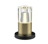 BOLD Kristy lampada da tavolo decorativa LED wireless (dimmer continuo, 2200-3000K bianco caldo, base di ricarica + cavo USB 1 m, fino a 10 h) Ottone spazzolato