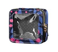 Bold Line Berry Navy Magenta Trasparente Piccola Borsa per Trucchi per Borsa per Smalto per Unghie Borsa Organizzatore per Viaggi