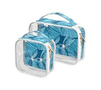 Bold Line Leaf Geranium Cyan Toiletry Bag Hanging TSA Approvato Impermeabile Viaggio Trucco Borse Viaggio Essenziale