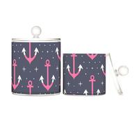 Bold Lines Ocean Magenta Scuro Trasparente Plastica Organizzatore di Caramelle Storage con Coperchio Bagno Essentials Piccoli contenitori decorativi per cotton fioc, cotton fioc, filo interdentale