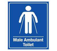Bold Male Ambulant Toilet Direction Blue Tin 12x8 Inch