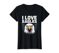 Bold Statement Art I Love Eagles Maglietta con Stampa Grafica Economica, Donna, Nero, S