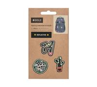 BOLD Textile Woven Sticker adesivi tessili autoadesivi accessori da viaggio-adesivi per bagagli per bambini per scuola (3 pezzi)/BOLD Match Textile Sticker Joy black