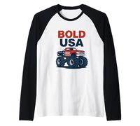 Bold USA Monster Truck Design Maglia con Maniche Raglan