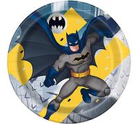 Unique Bold & Vibrant Batman Piatti piani rotondi (22 cm) - Multicolore Party Essentials - Perfetto per feste a tema supereroe - 8 ct