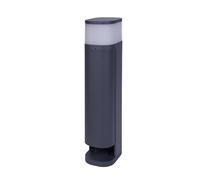 BOLD Volo - Presa da giardino per esterni, 2 prese Schuko, antracite | Torre per presa elettrica IP44, in alluminio, altezza 38,5 cm, con sensore crepuscolare, interruttore e lampadina G9