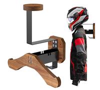 BoldByPIN Motorcycle Helmet Holder - Wall Mount Rack, Solid Wood & Heavy Duty Steel, for Motorcycle/Football/Cycling/Skiing/Tactical Gear