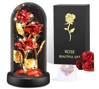 BOLEi Rosa Eterna Regalo Donna, LED Rosa Stabilizzata(3 Rose Rosse Dorate)