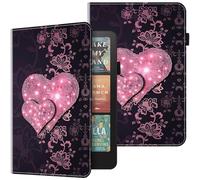 BOLELAW Custodia per Kindle Paperwhite 12th Gen 2025/2024 e Kindle Colorsoft Signature Edition 2024 con scomparto per carte di credito [funzione leggio] Custodia Smart Folio in pelle PU, cuore di