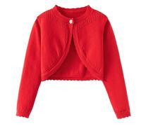 Bolero basica per ragazza giacca a maniche lunghe bolero corto per abito da comunione, abito da battesimo, cardigan Bolero Shrug per ragazze in cotone lavorato a maglia 5-6 anni