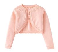 Bolero basica per ragazza giacca a maniche lunghe bolero corto per abito da comunione, abito da battesimo, cardigan Bolero Shrug per ragazze in cotone lavorato a maglia 5-6 anni