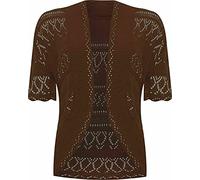 Bolero da donna lavorato a maglia, coprispalle da donna, a maniche corte, elegante, aperto sul davanti, cardigan top t-shirt estivo taglie forti festa, Marrone, 52-54 Di Più