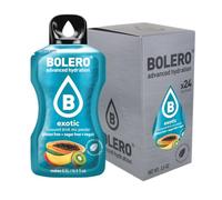 Bolero Drink 24 Bustine 3 gr grammi Sticks Frutta Preparato Polvere Solubile Per Bevanda Fresca in Acqua Prodotto, 72 grammi dolcificato alla stevia (Exotic)