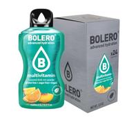 Bolero Drink 24 Bustine 3 gr grammi Sticks Frutta Preparato Polvere Solubile Per Bevanda Fresca in Acqua Prodotto, 72 grammi dolcificato alla stevia (Multivit)