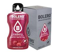 Bolero Drink 24 Bustine 3 gr grammi Sticks Frutta Preparato Polvere Solubile Per Bevanda Fresca in Acqua Prodotto, 72 grammi dolcificato alla stevia (Cranberry)