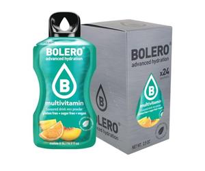 Bolero Drink 24 Bustine 3 gr grammi Sticks Frutta Preparato Polvere Solubile Per Bevanda Fresca in Acqua Prodotto, 72 grammi dolcificato alla stevia (Multivit)